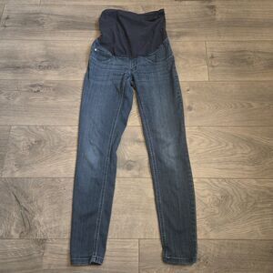 Indigo Blue Dark Wash Maternity Jeans with Stretch Panel Size XS 26" Inseam